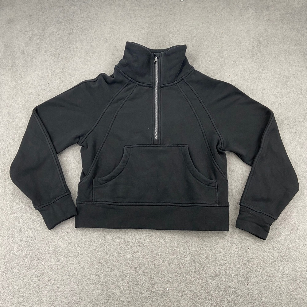 Scuba Oversized Half-Zip Hoodie Black XS/S Funnel Neck Pullover